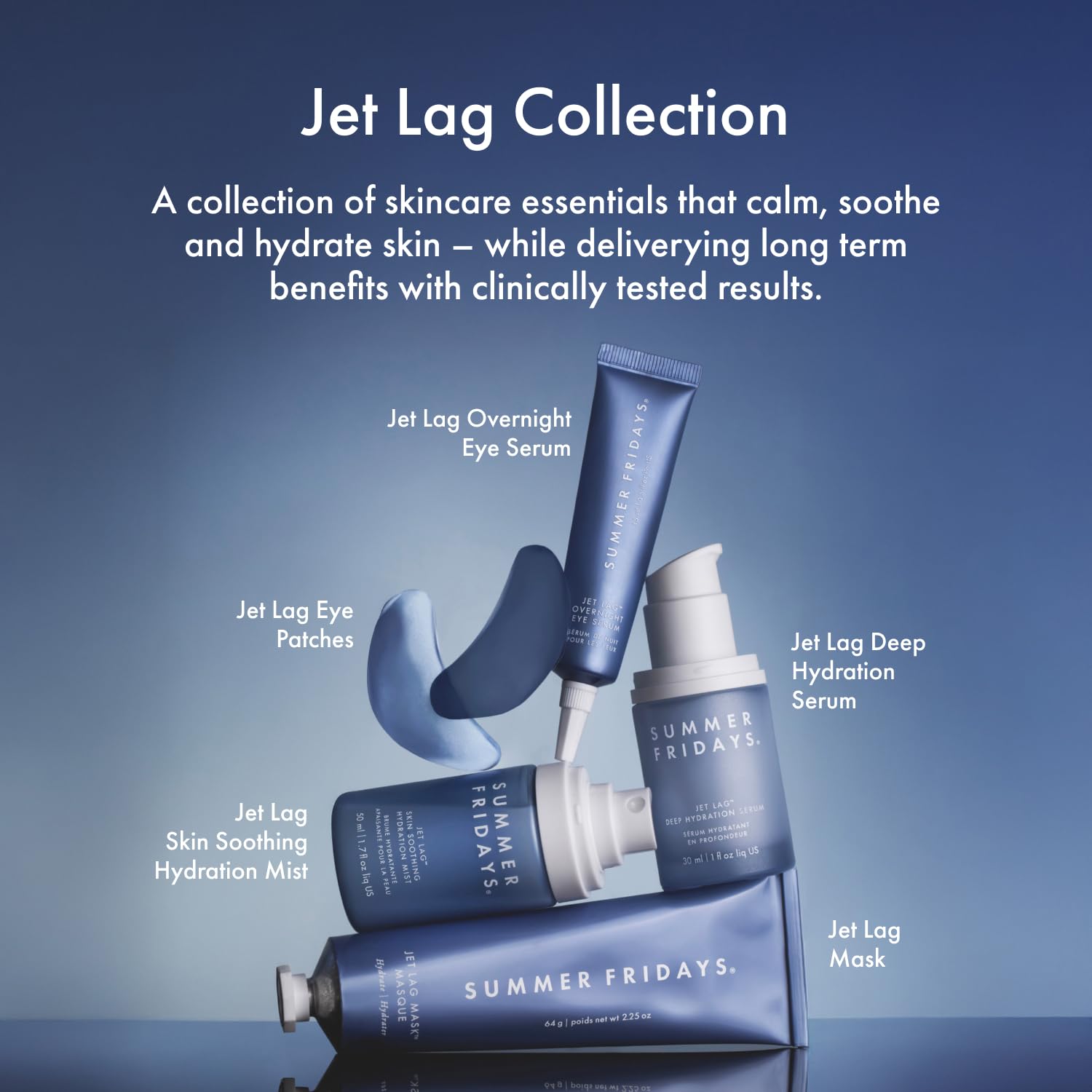 Summer Fridays Jet Lag Mask Mini ingredient shot emphasizes calming allantoin and cucumber extract