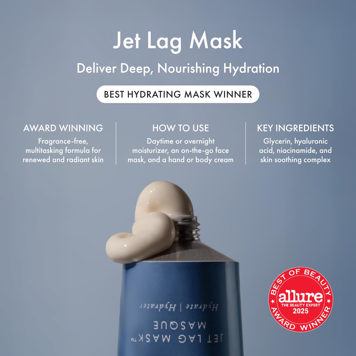Summer Fridays Jet Lag Mask Mini packaging highlights portable moisture for busy mornings