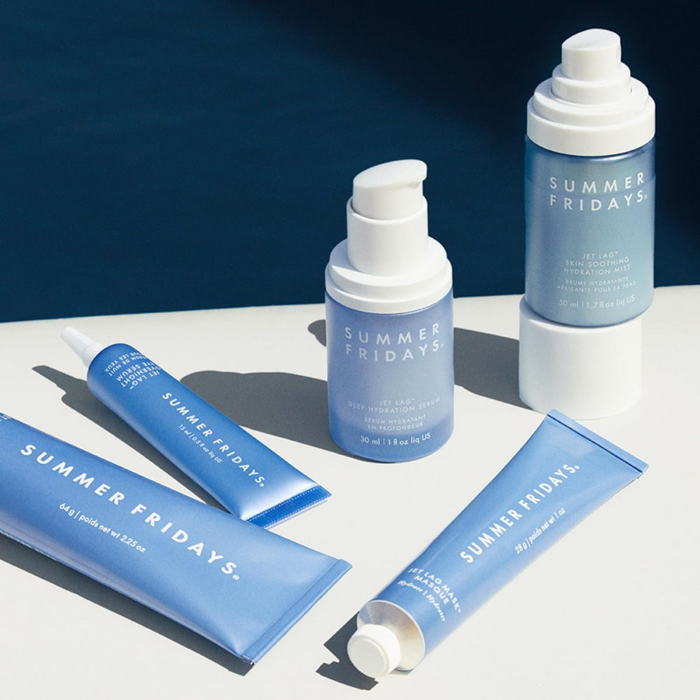 Summer Fridays Jet Lag Mist ultra-fine spray disperses evenly for soft hydration.
