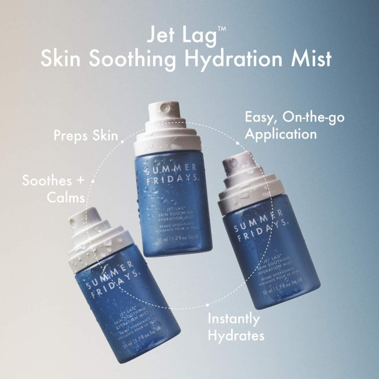 Summer Fridays Jet Lag Mist with green tea extract supporting moisture balance.