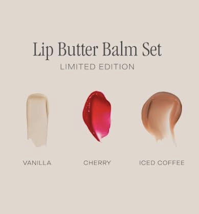 Summer Fridays Lip Butter Balm Set Vanilla tube on vanity, for everyday lip care