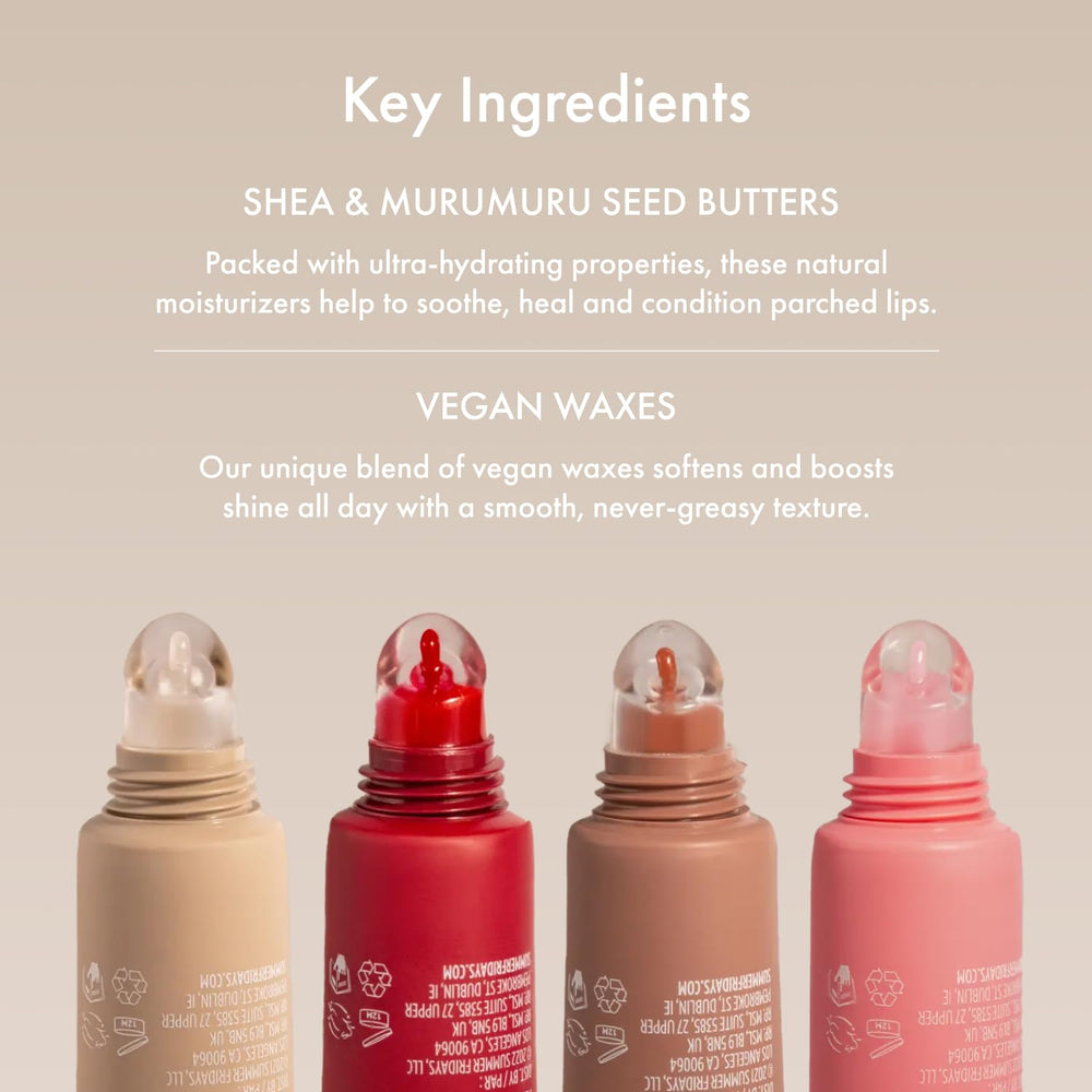 Subtle pink sheen from Summer Fridays Pink Guava lip balm for daily wear.