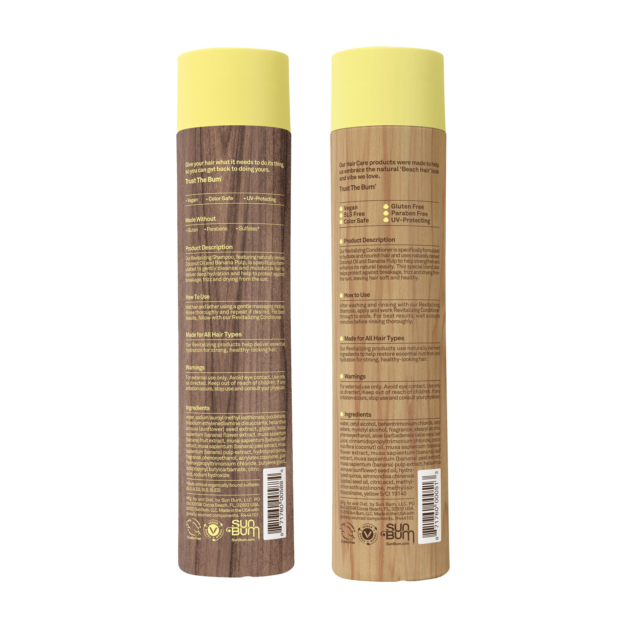 Color-protect and frizz-control features highlighted by Sun Bum formula.