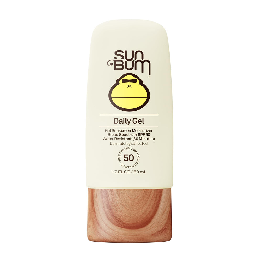 Sun Bum Daily SPF 50 clear gel bottle provides a weightless matte finish.