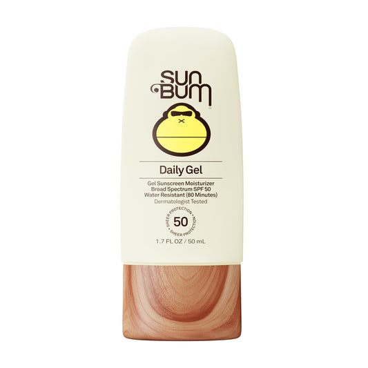 Sun Bum Daily SPF 50 clear gel bottle provides a weightless matte finish.