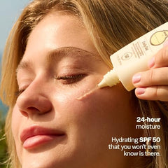 Close-up of Sun Bum Daily SPF 50 label; vegan and Hawaii Act 104 compliant.
