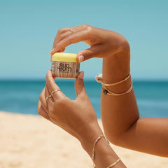 Sun Bum logo on packaging signals trusted beach sun protection