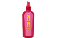Sun-In Tropical Breeze heat-activation demonstrates lifting hair with sun or dryer.