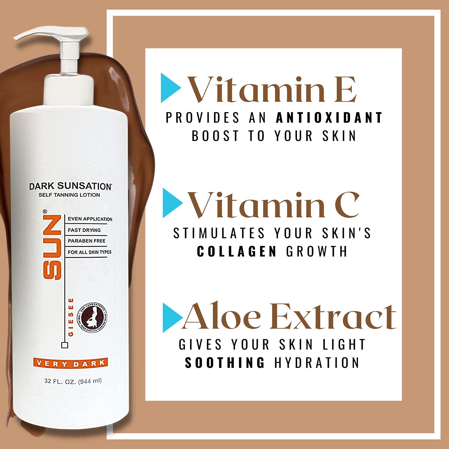 Sun Laboratories Dark Sunsation lotion in hand for smooth, even application.