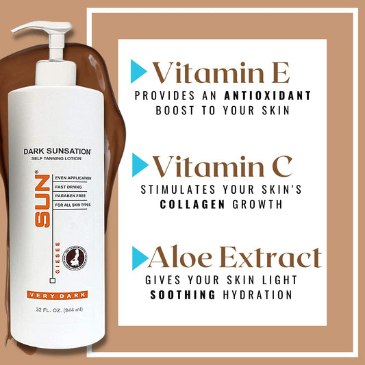 Sun Laboratories Dark Sunsation lotion in hand for smooth, even application.