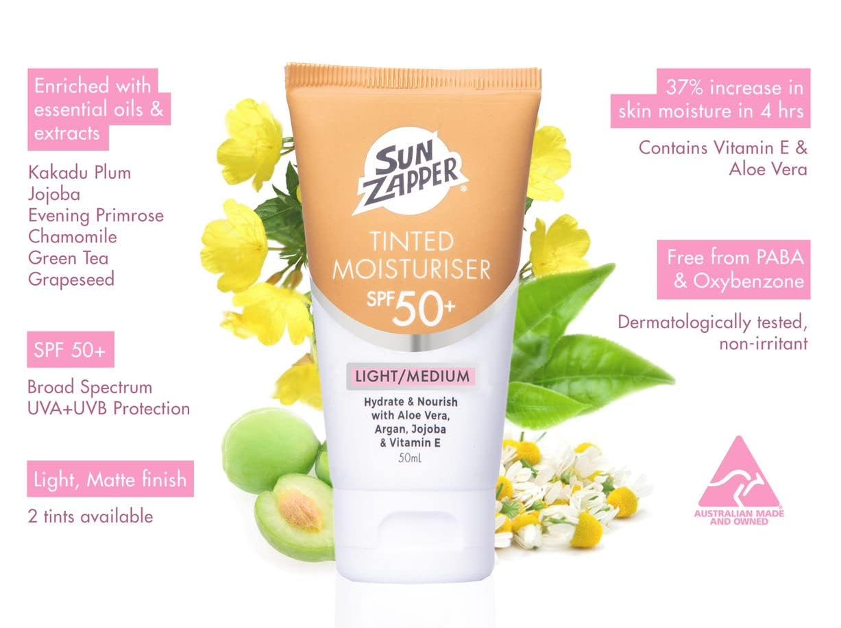 Sun Zapper SPF 50+ label close-up highlighting reliable sun protection.