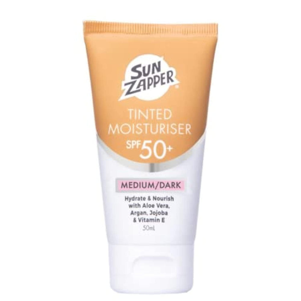 Sun Zapper BB Cream SPF 50+ swatch in medium-dark shade for natural coverage.