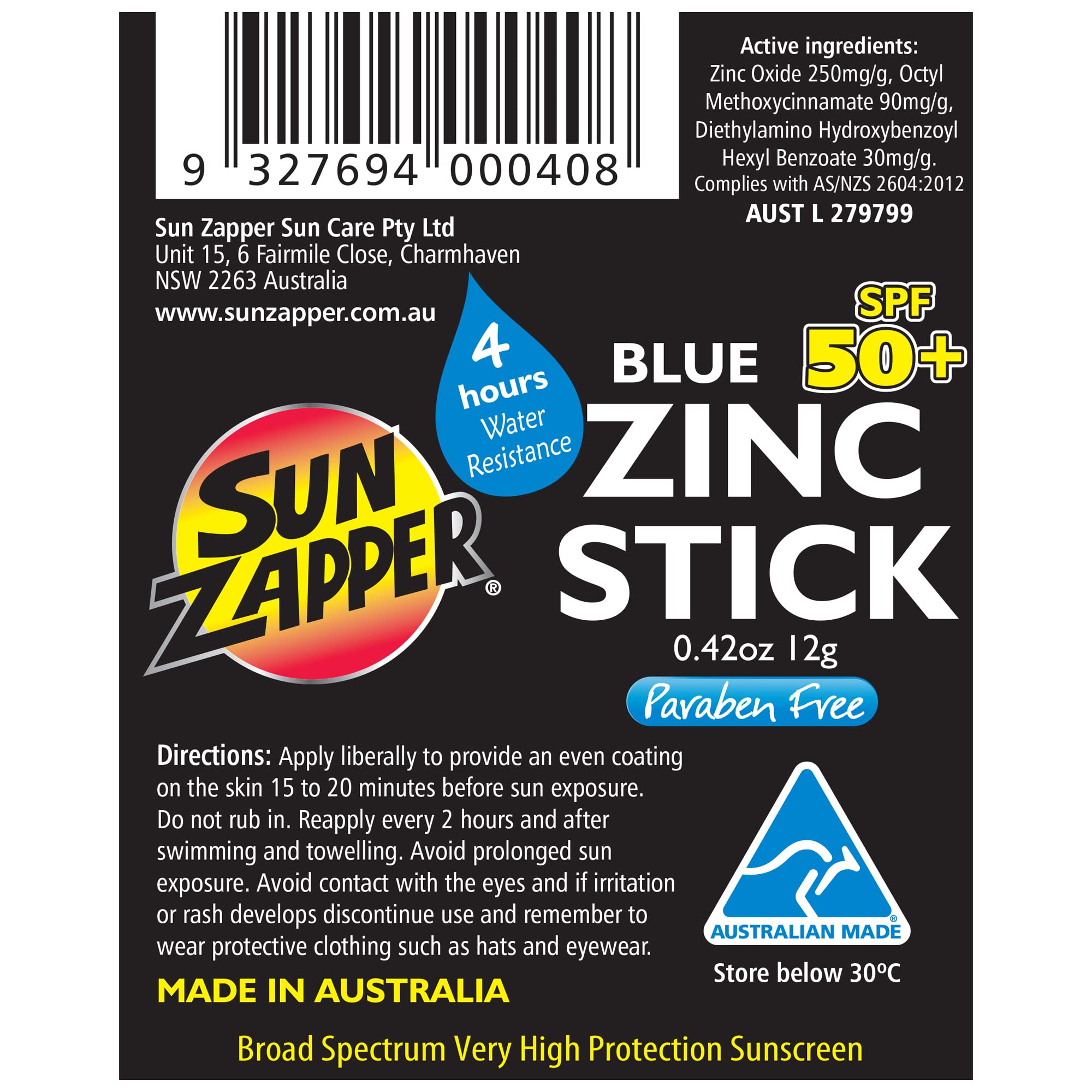Sun Zapper blue sunscreen stick on face and body during outdoor adventures.