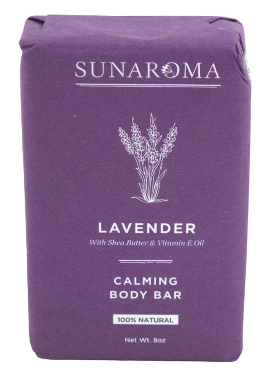 Sunaroma Lavender Shea Vitamin E soap bar in pack6 packaging for gentle cleansing.