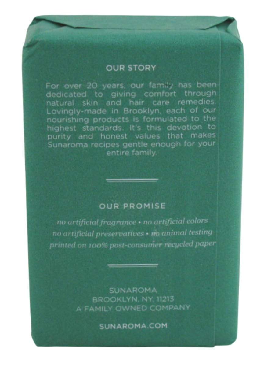 Sunaroma soap bar shows rich lather highlighting natural ingredients.