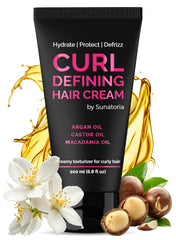 SUNATORIA Curl Cream bottle left view showing lightweight definition and frizz control