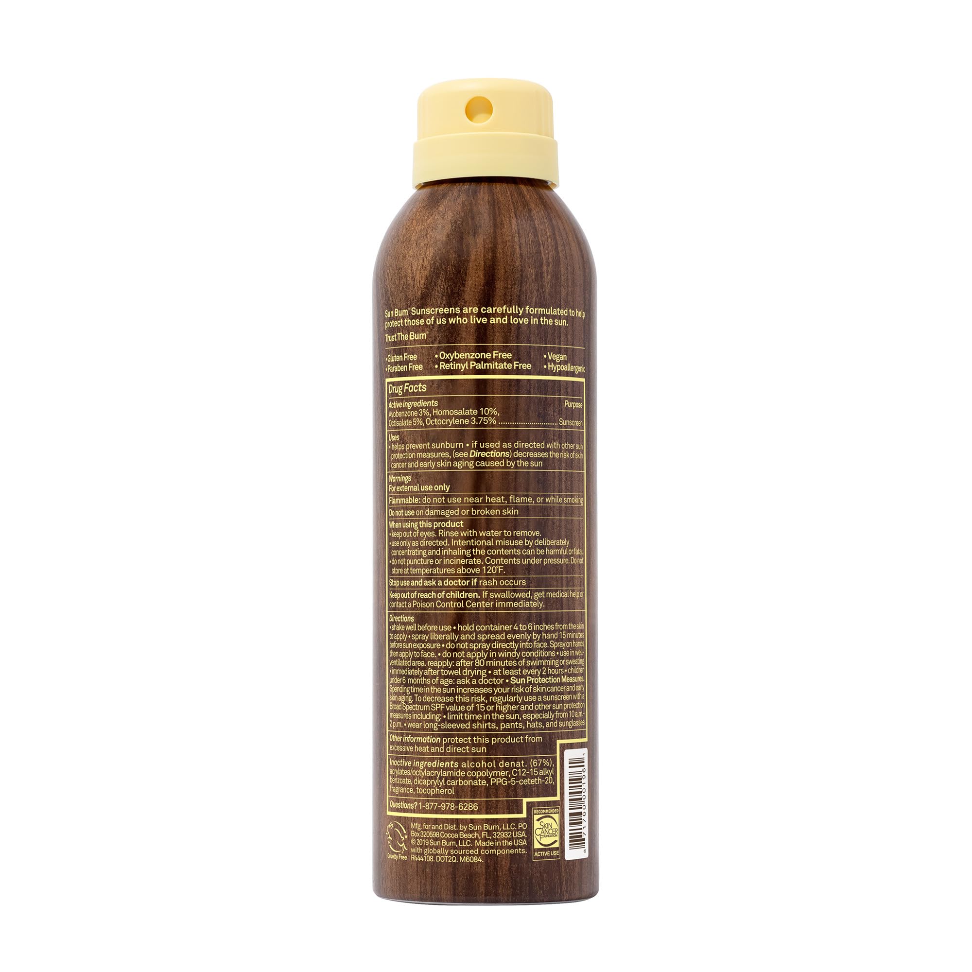 FDA-compliant, lightweight Sun Bum spray ideal for on-the-go protection