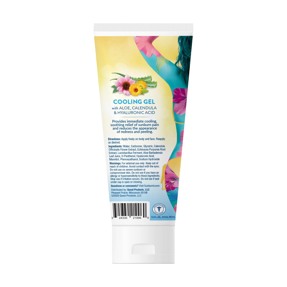 Sunburnt EMCW9 gel applied to dry skin for cooling relief