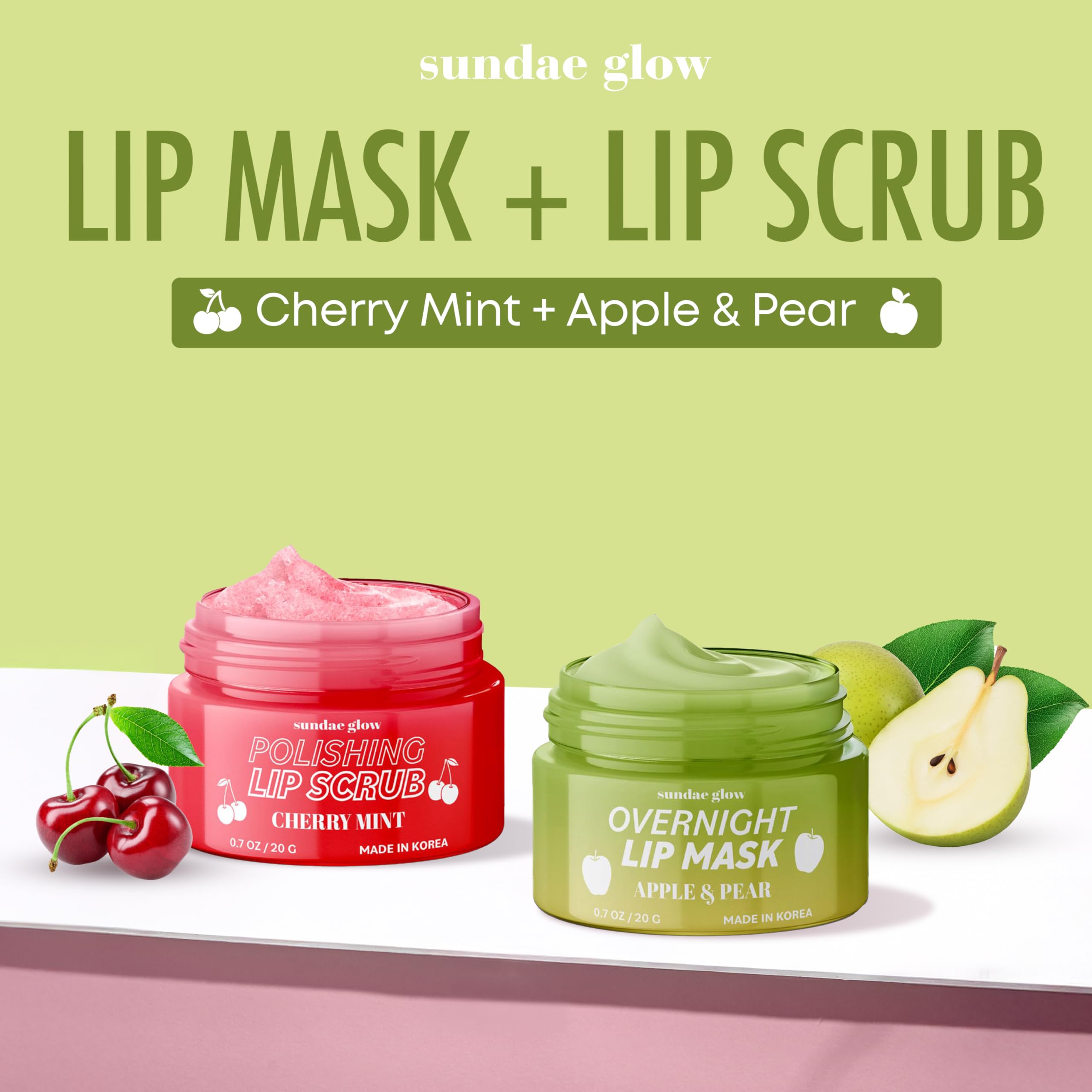 Sundae Glow lip mask and scrub with cherry extract for renewed texture