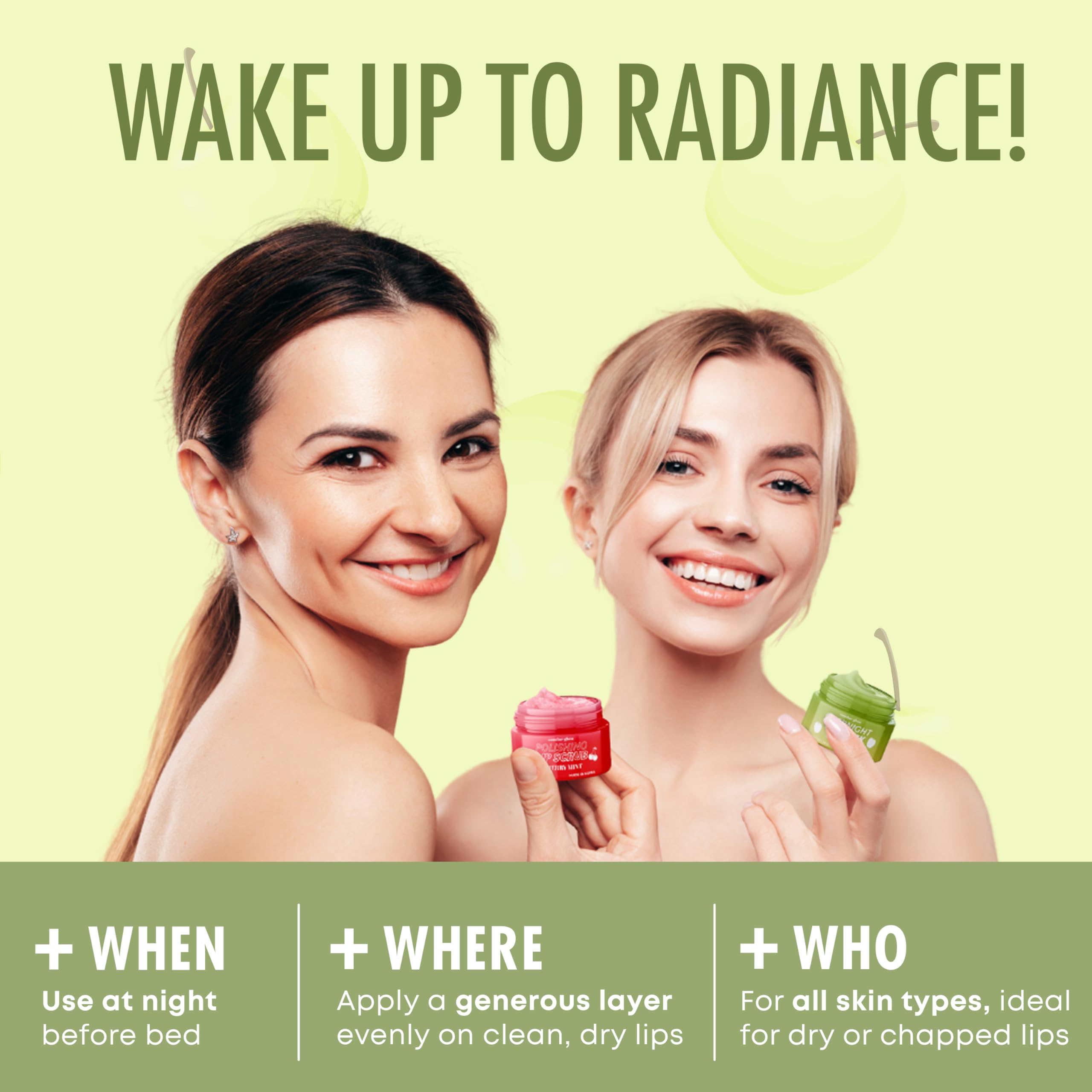 Nourishing blend of shea butter and jojoba oil in Sundae Glow lip care