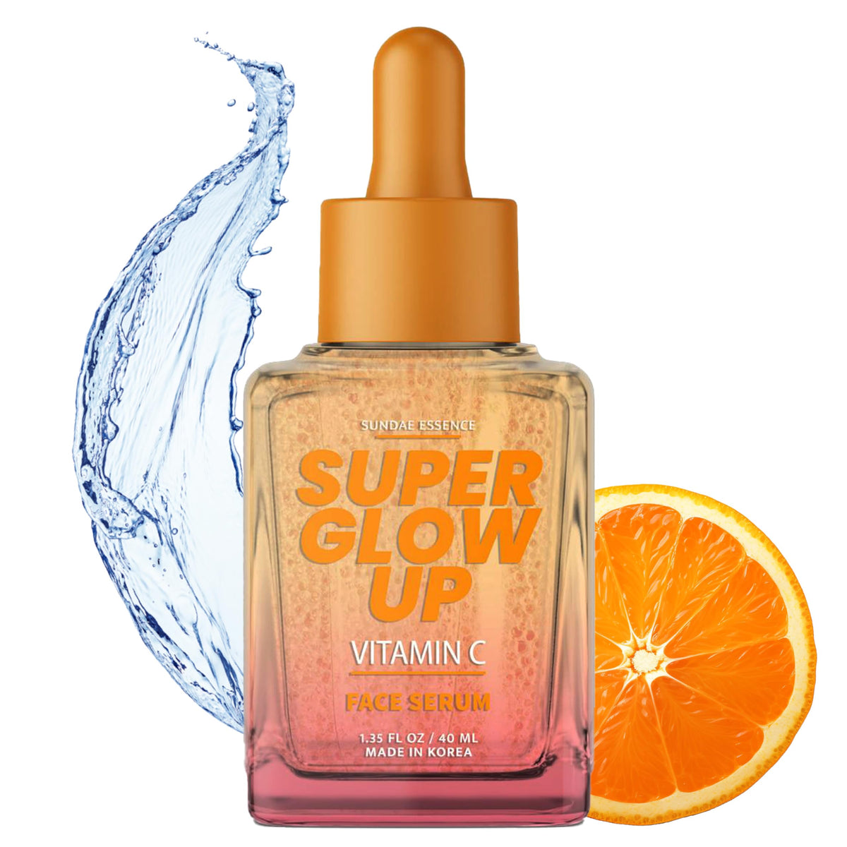 Sunday Essence Vitamin C serum bottle promoting radiant, even-toned skin.