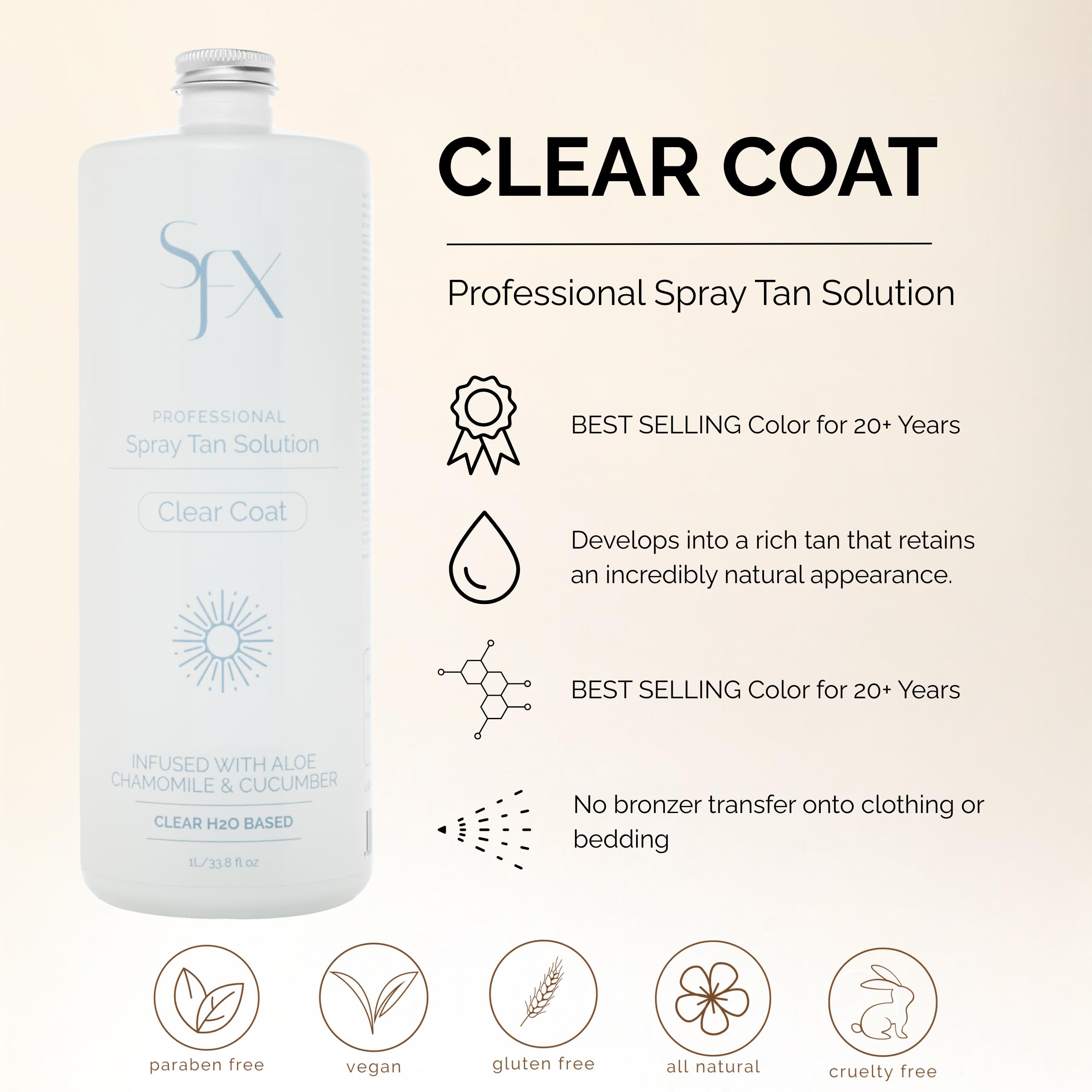 SunFX Clearcoat spray-action demonstrates even application and natural glow.