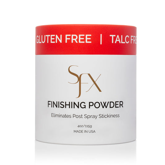 SunFX translucent finishing powder sets tan with bronze glow.