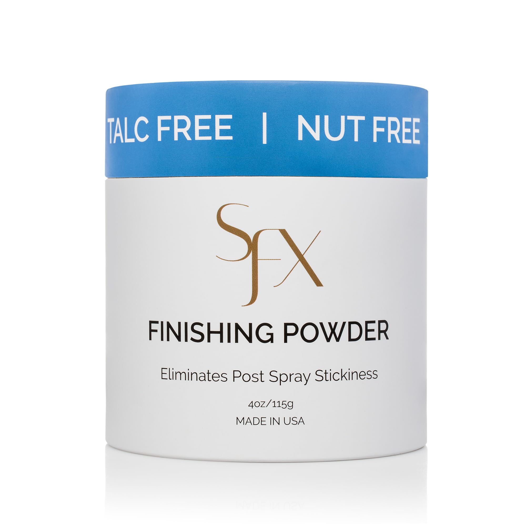 SunFX Finishing Powder packaging with tropical scent for a premium tan setting.