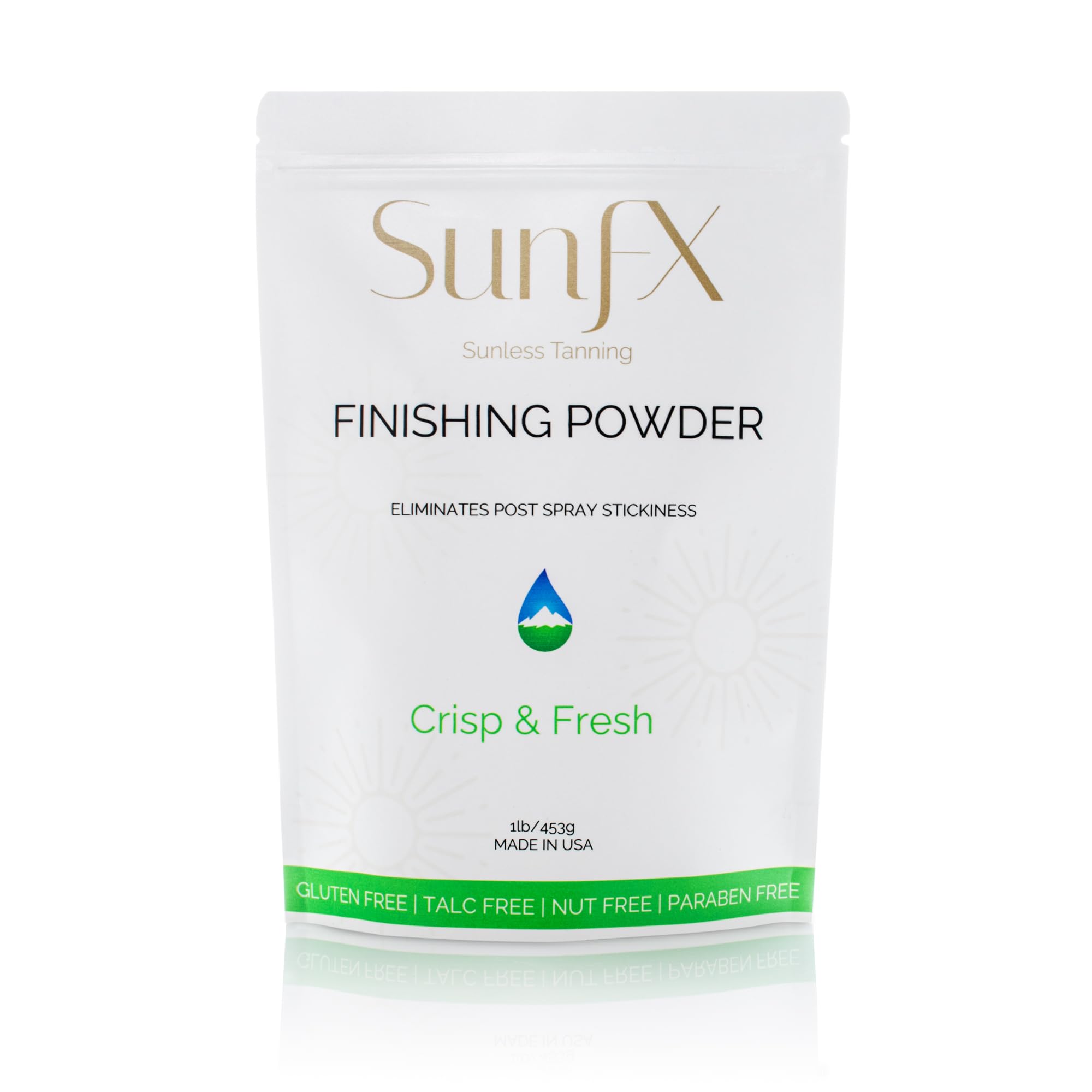 SunFX Post Spray Tan Finishing Powder talc-free seals color and reduces stickiness.