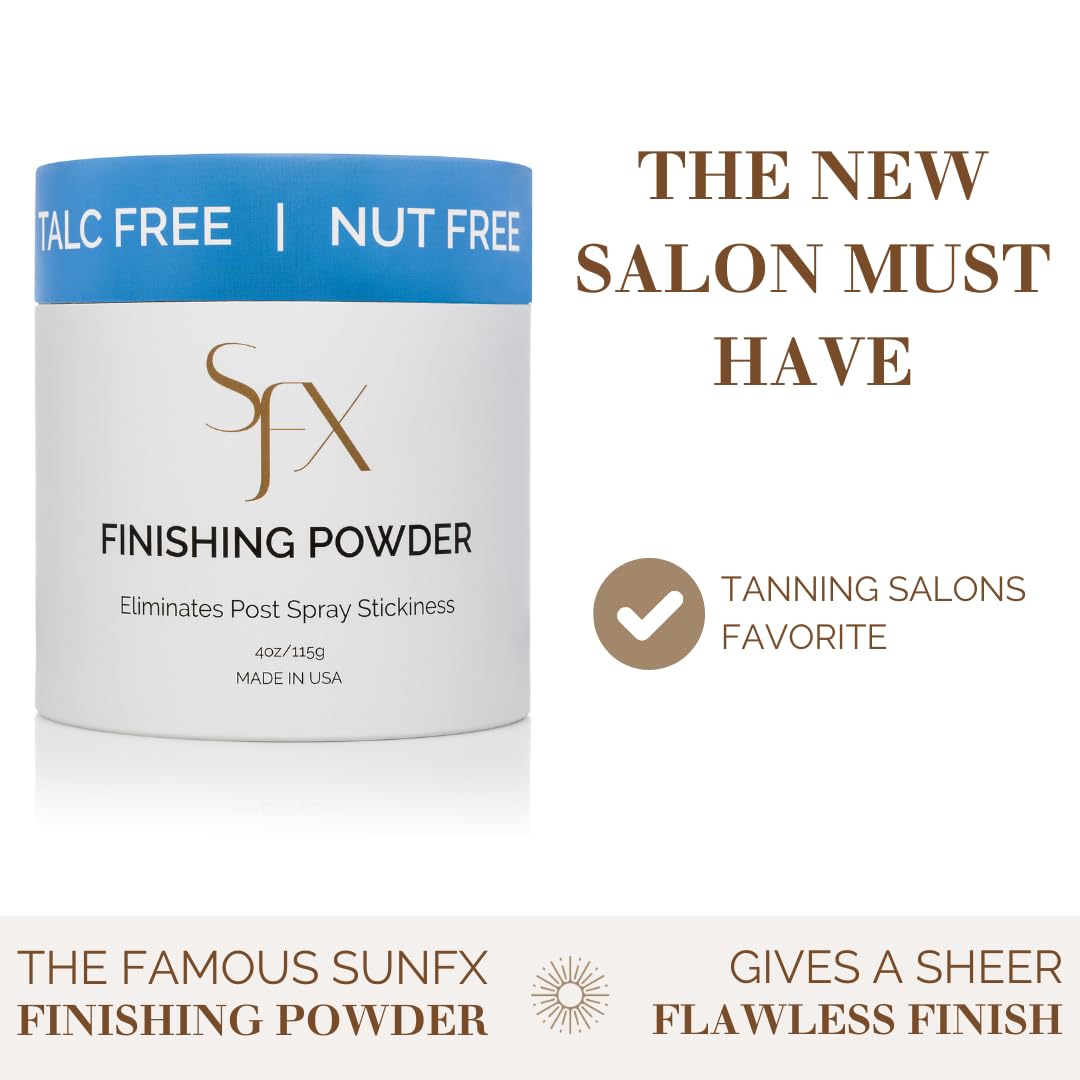 SunFX finishing powder helps reduce post-tan odor for a fresher finish.