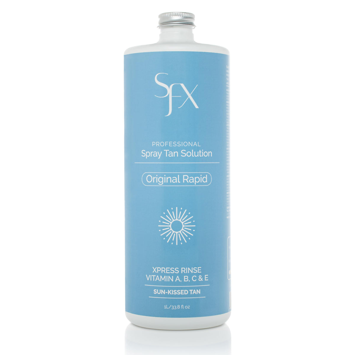 SunFX Rapid bottle front view with organic formula for natural glow.