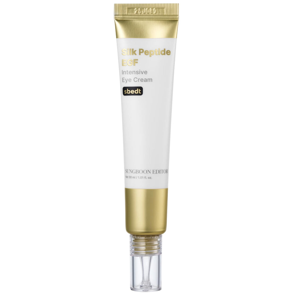 SUNGBOON EDITOR Silk Peptides EGF Eye Cream smooths fine lines and hydrates under-eye skin.