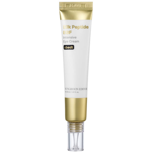 SUNGBOON EDITOR Silk Peptides EGF Eye Cream smooths fine lines and hydrates under-eye skin.
