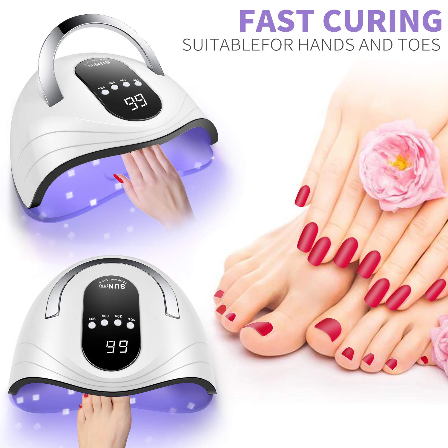 Sunrich UV Gel Nail Lamp large LCD display improves time tracking.
