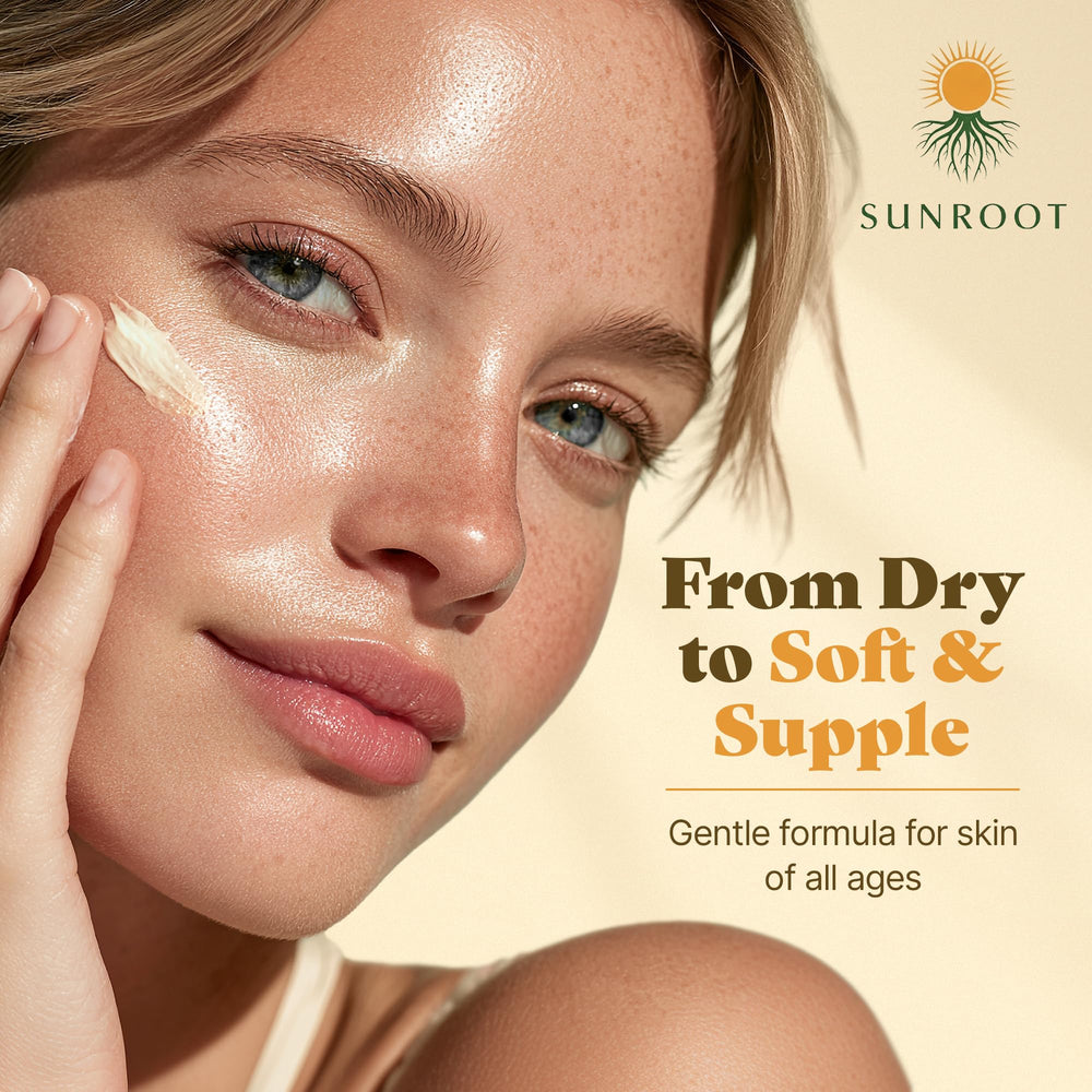 Sunroot Naturals amber glass jar packaging preserves natural ingredients and freshness.