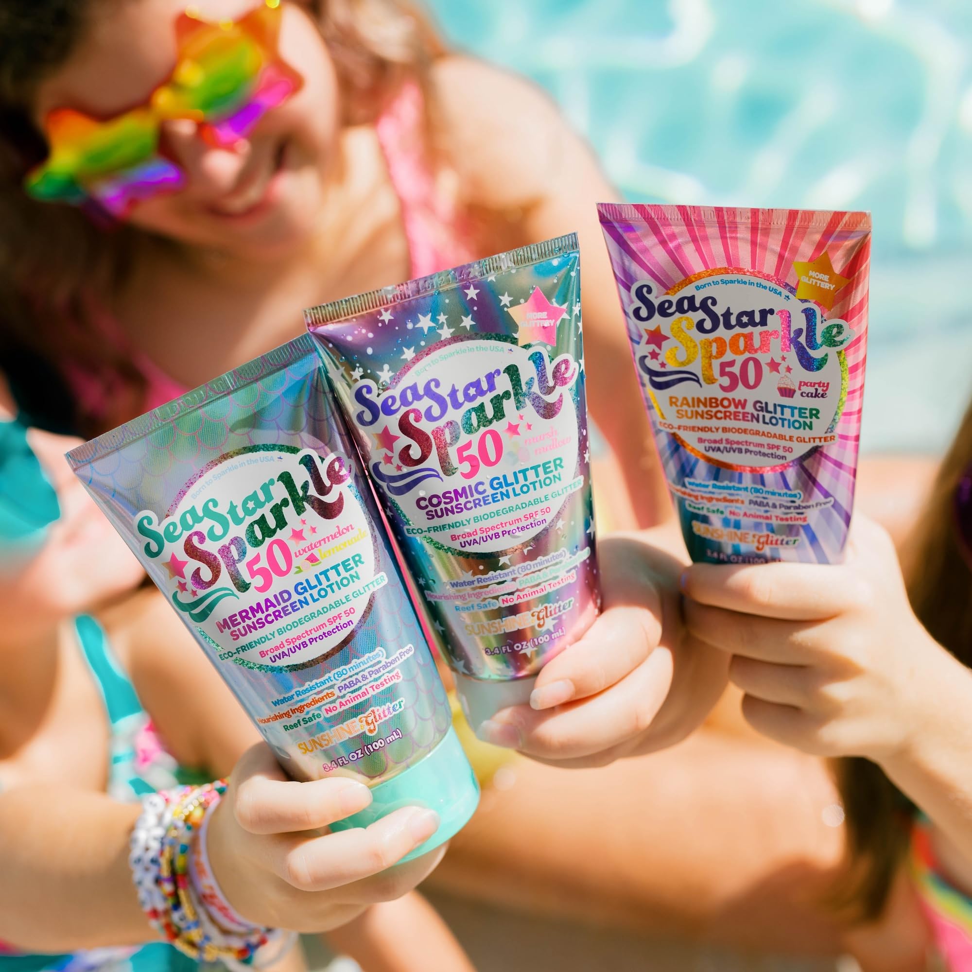 Nourishing antioxidants in Seastar Sparkle sunscreen protecting skin outdoors