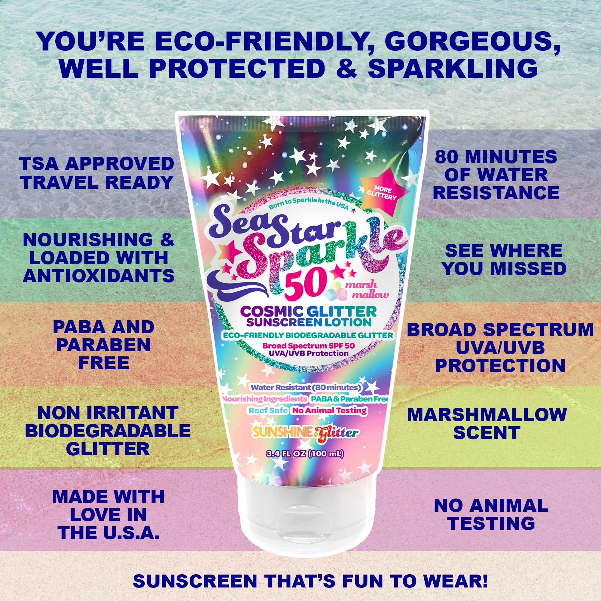 Seastar Sparkle SPF 50 being applied during outdoor activity for protection
