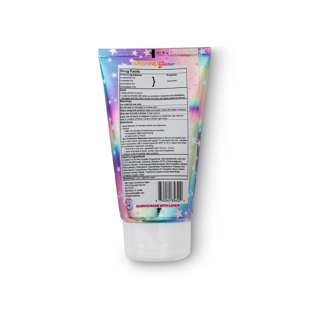 3.4oz Seastar Sparkle USA-made sunscreen label on tube