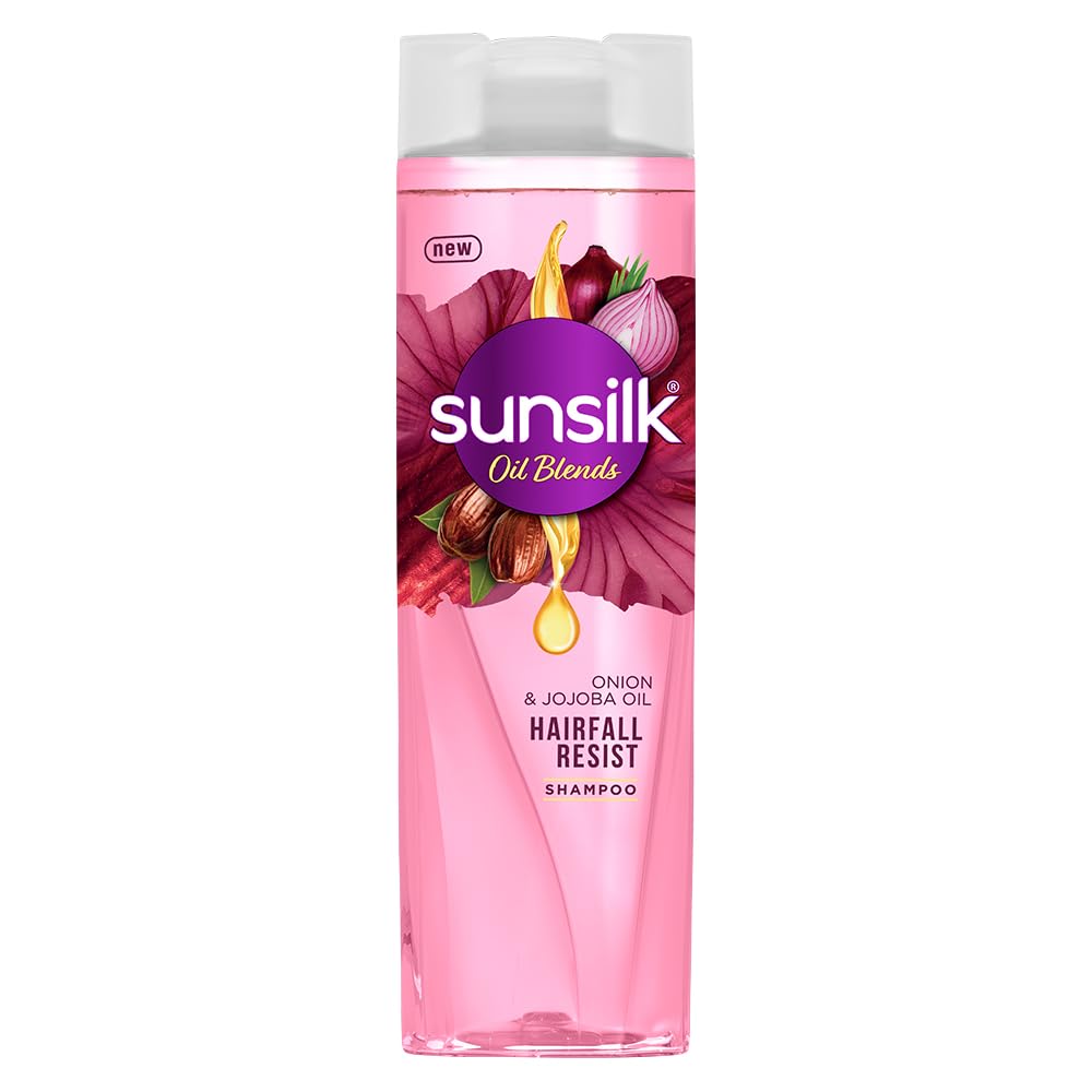 Sunsilk Onion & Jojoba Shampoo bottle front view for strong, resilient hair.