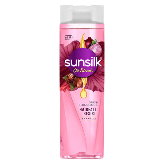 Sunsilk Onion & Jojoba Shampoo bottle front view for strong, resilient hair.