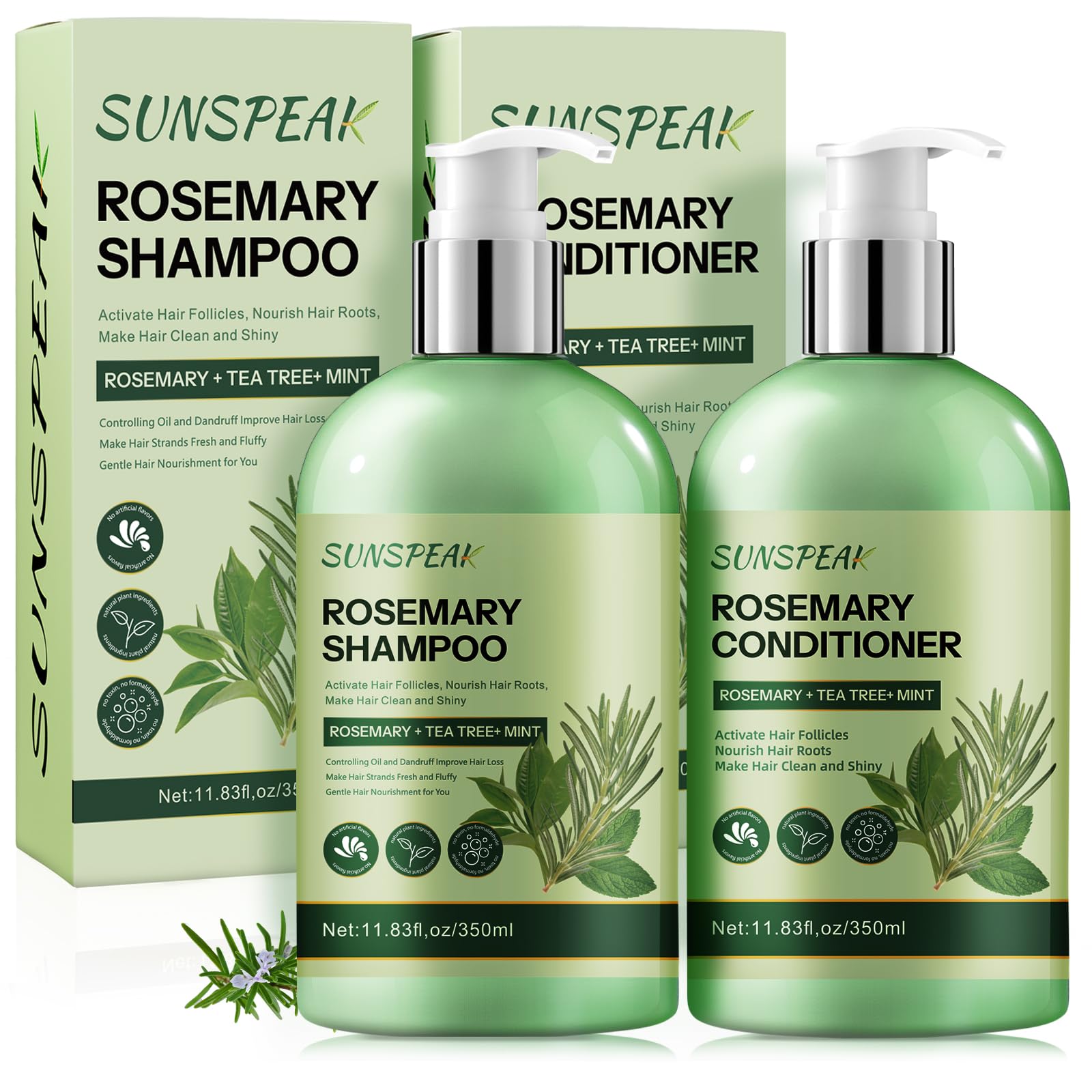 Sunspeak rosemary hair growth shampoo bottle boosts root strength and shine