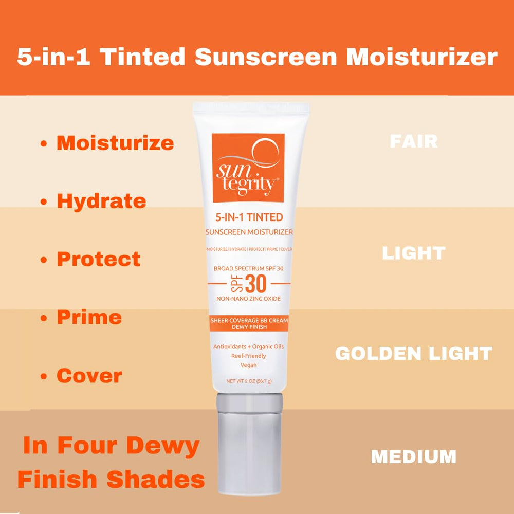 Suntegrity SPF 30 broad-spectrum label on product tube.