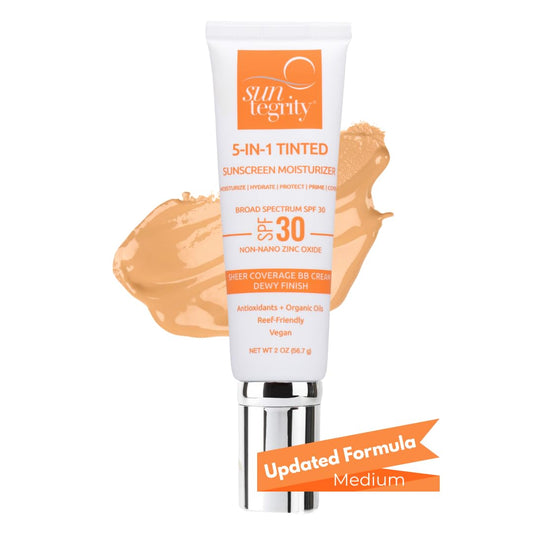 Suntegrity color swatches display four shade options for a natural finish.