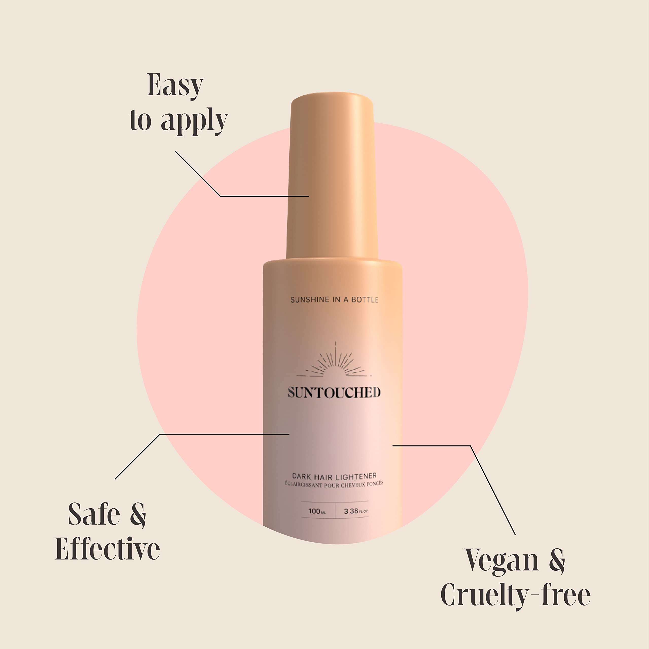 Suntouched Sun Hair Lightener spray being combed through brunette hair.