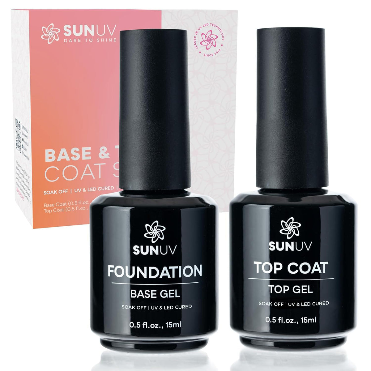 SunUV base coat 15ml bottle for a smooth gel manicure.