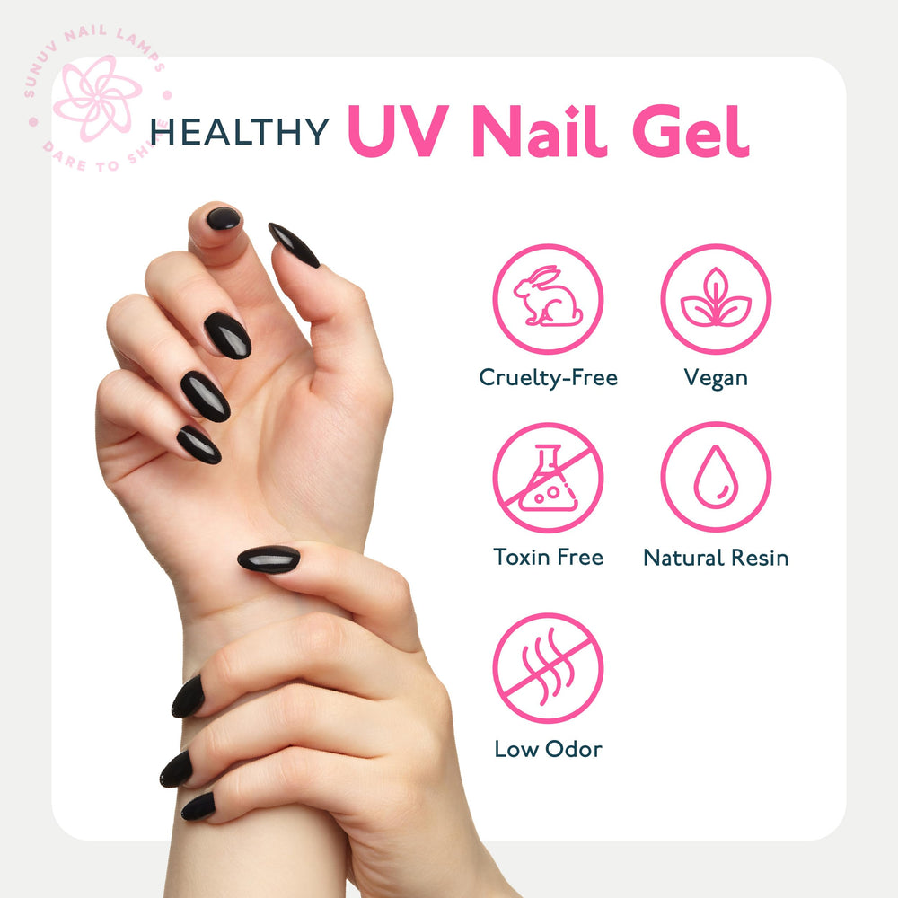 SunUV easy-application brush shown for simple base coat application.