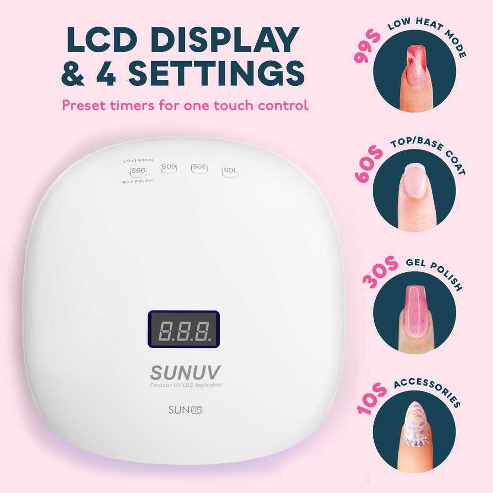 SUNUV SUN4S Pink removable base enables flexible positioning during manicures