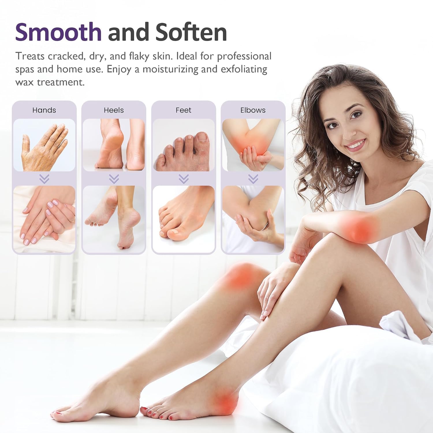 SUNVIVI user dips hands into warm wax for soothing care