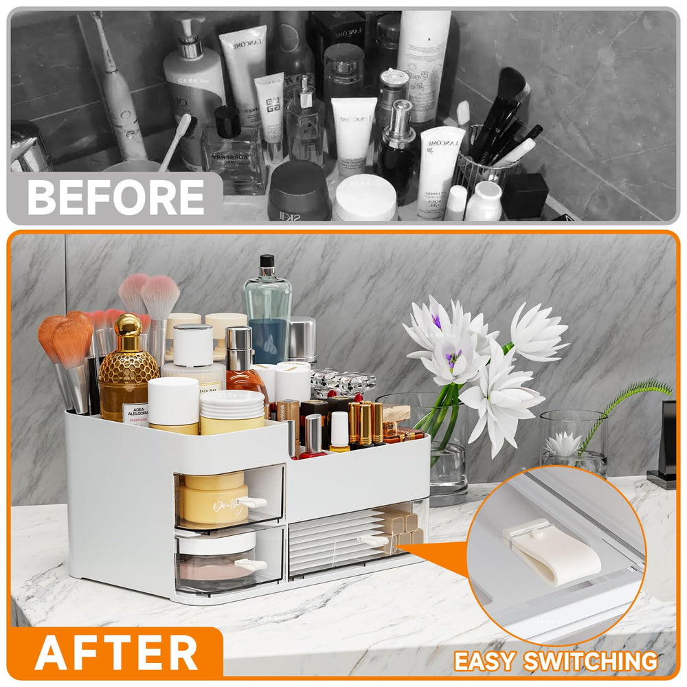 SuoXing clear bathroom counter storage for palettes and nail polishes.