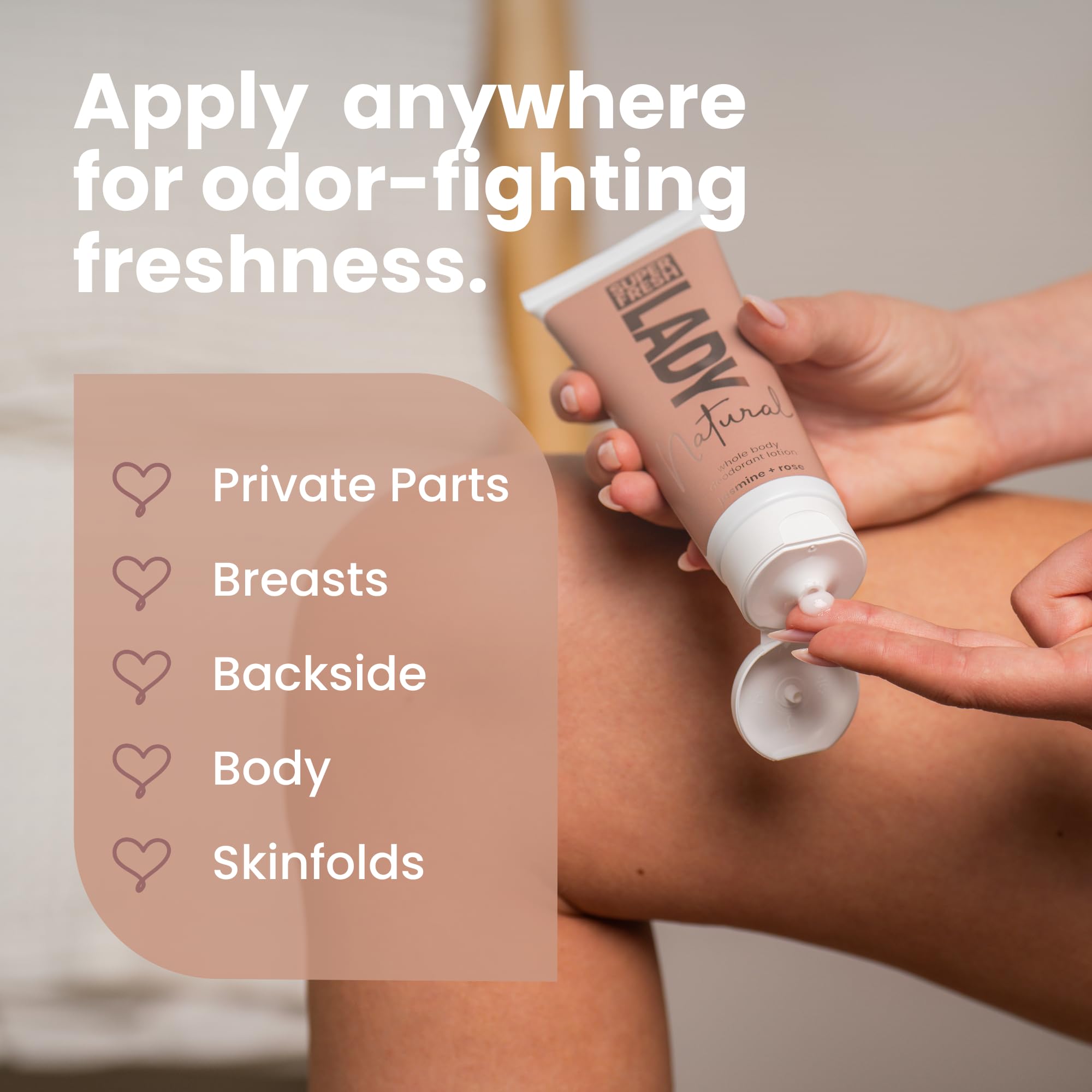 Super & Fresh Co. packaging highlights aluminum-free formula for sensitive skin.
